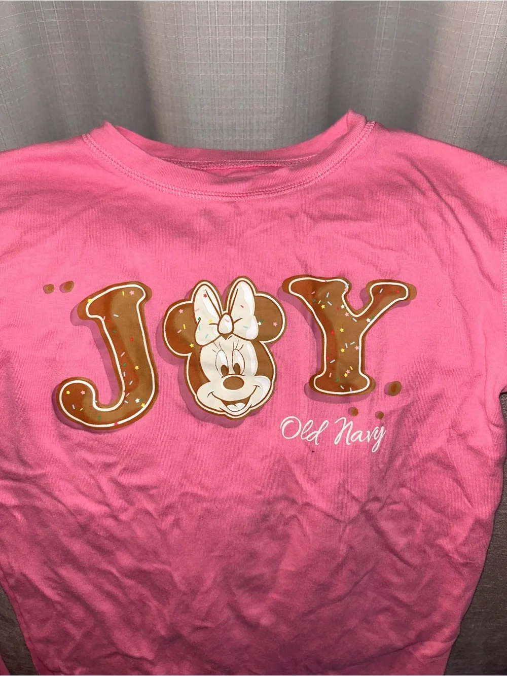 Old Navy Pink Minnie Mouse 'JOY' Long-Sleeve Tee
